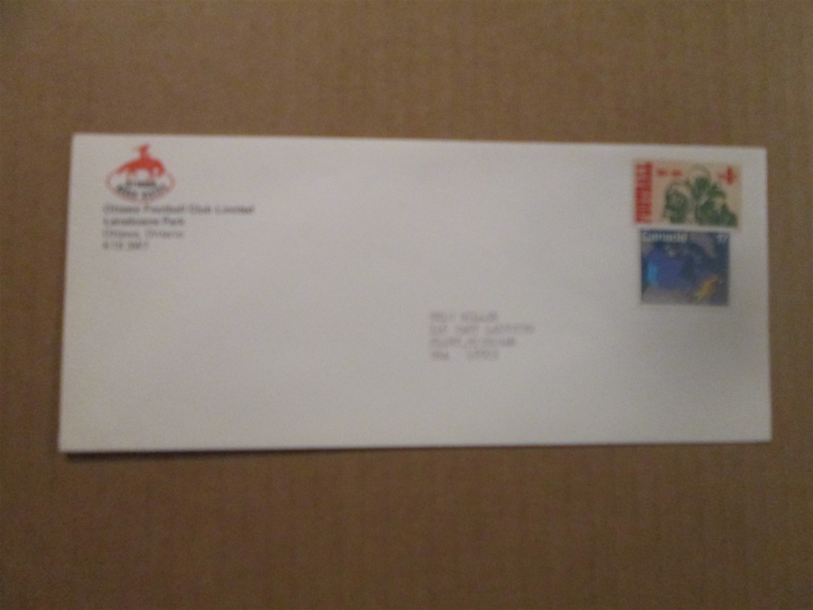 CFL Ottawa Rough Riders Vintage 1980's Team Logo Football Business Envelope