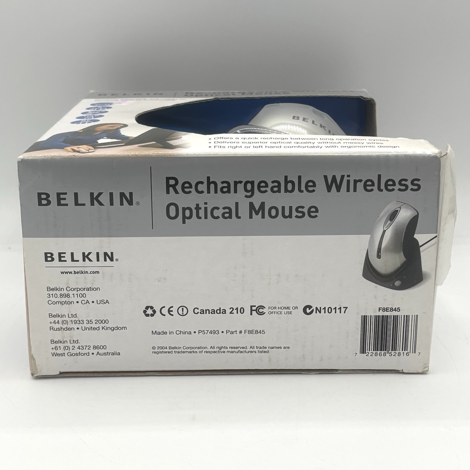 Belkin Rechargeable Wireless Optical Mouse F8E845 - New, Open Box