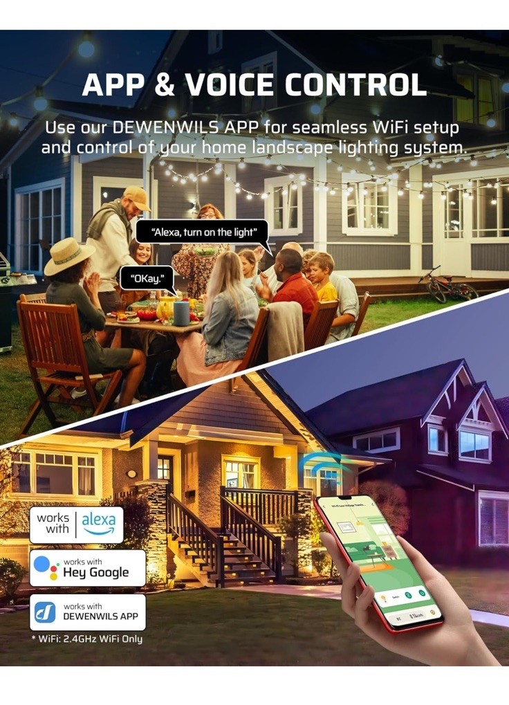 DEWENWILS 200W Wi-Fi Low Voltage Transformer with Schedule & Timer Black HWLT04A