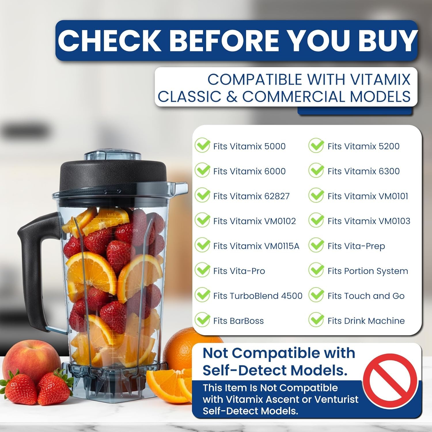 Blender Pitcher For Vitamix 64 oz VM0102 VM0103 Container VM0115A + Tamper
