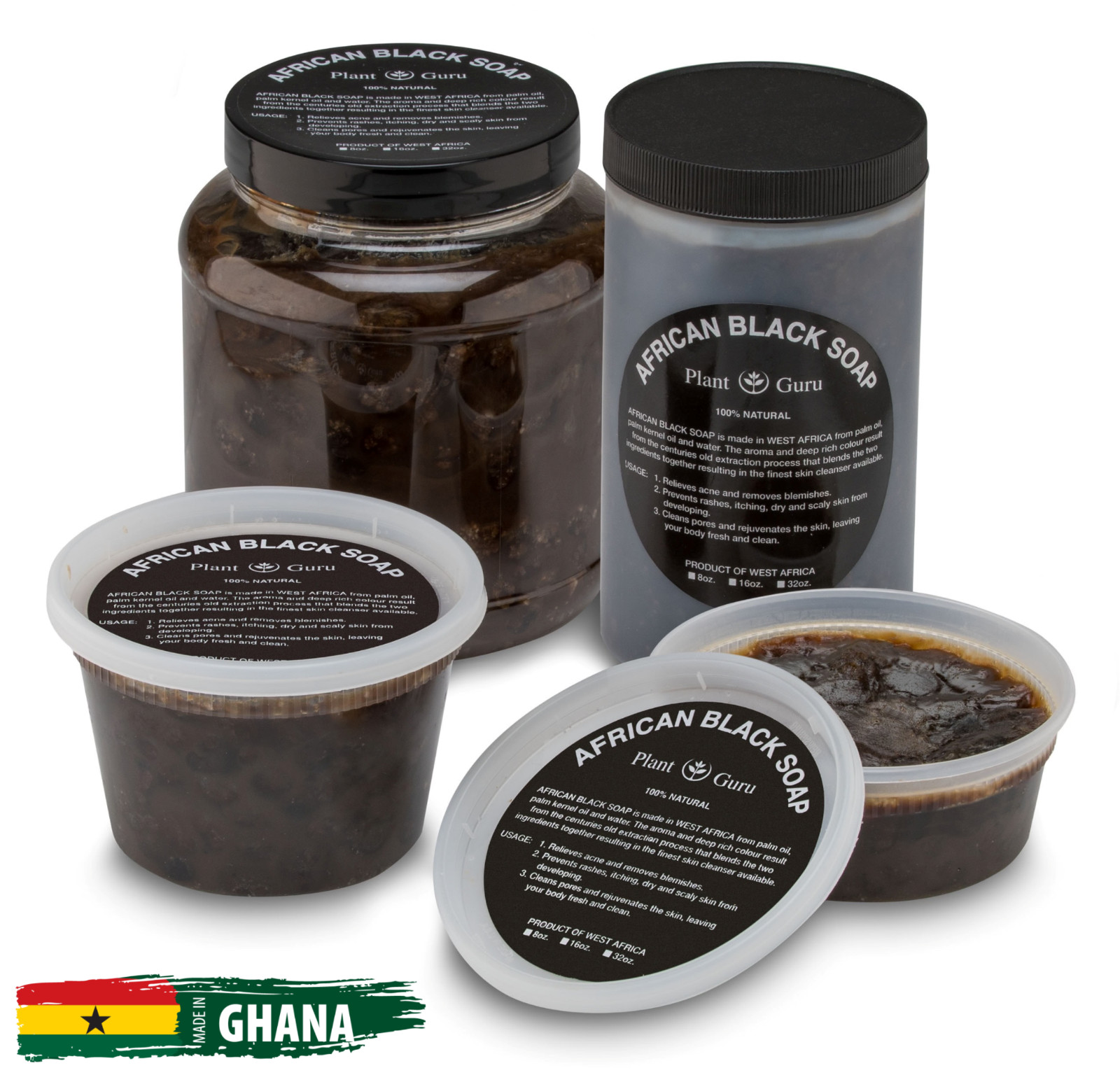 Raw African Black Soap Paste 100% Pure Natural Organic Face Body Wash Bulk