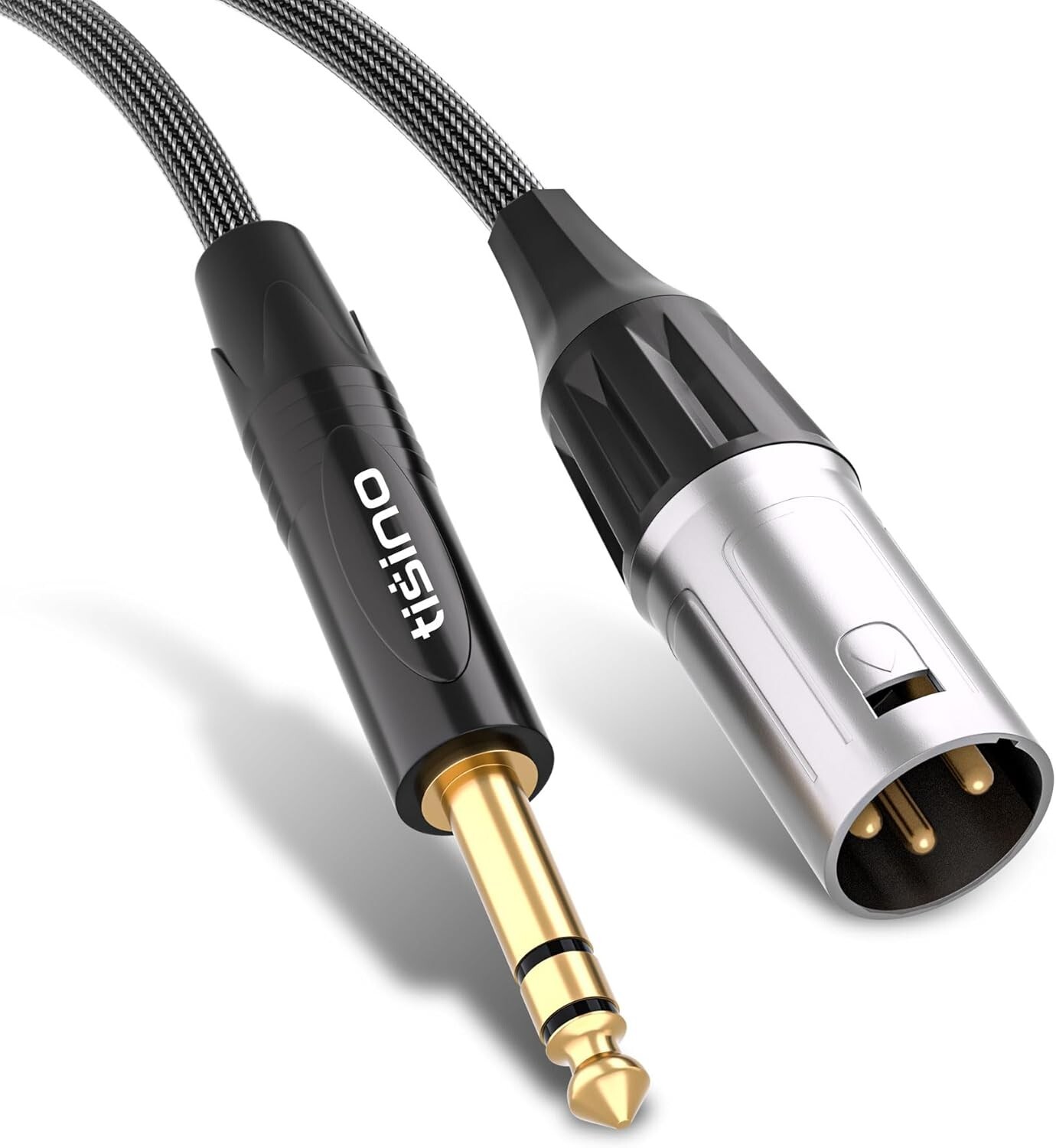1/4" to XLR Cable, 6.35mm TRS to XLR Male Nylon Braid Quarter inch TRS to XLR...