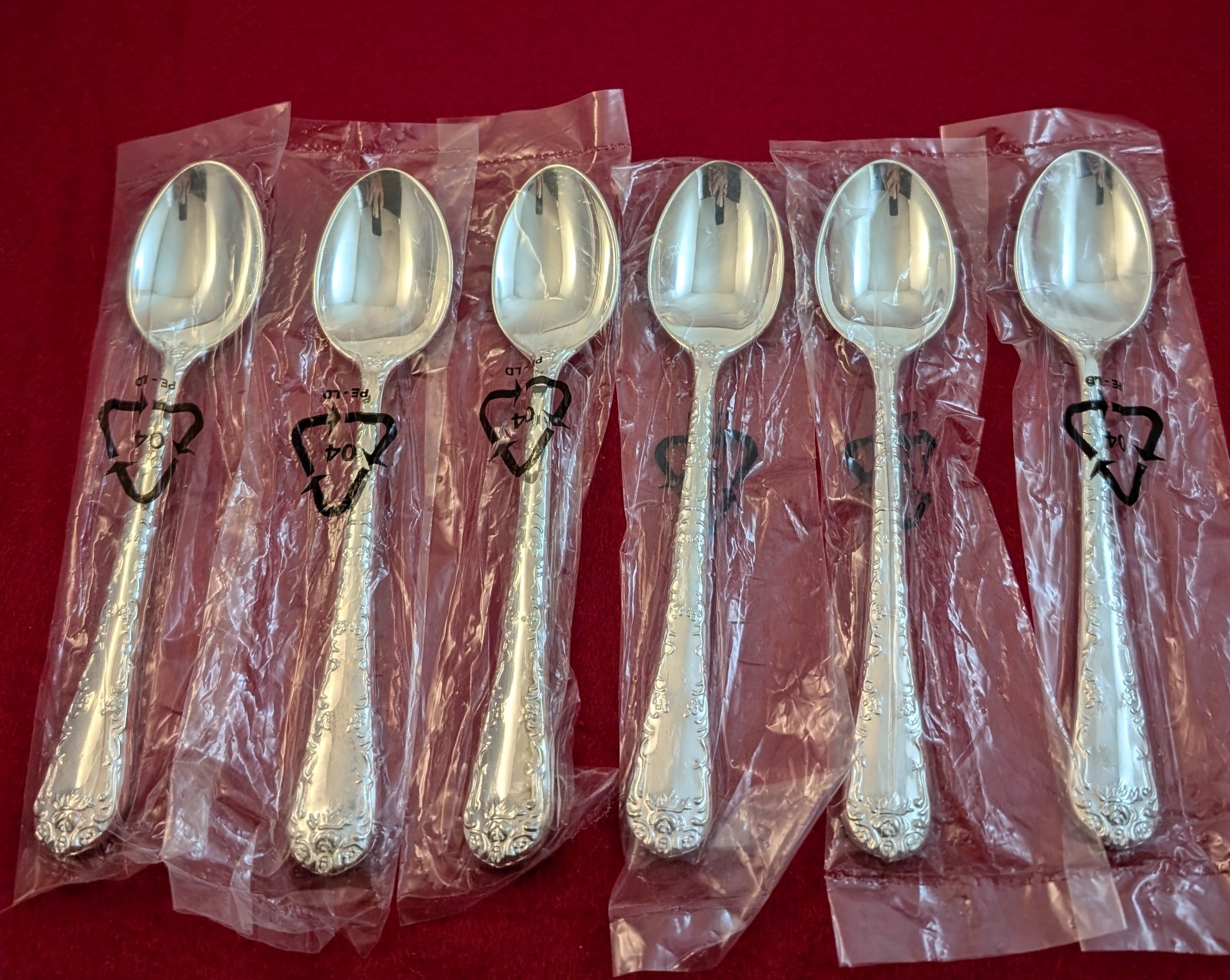 Set Of 6 Enchanted Rose Unmarked SilverPlate Teaspoons Flatware