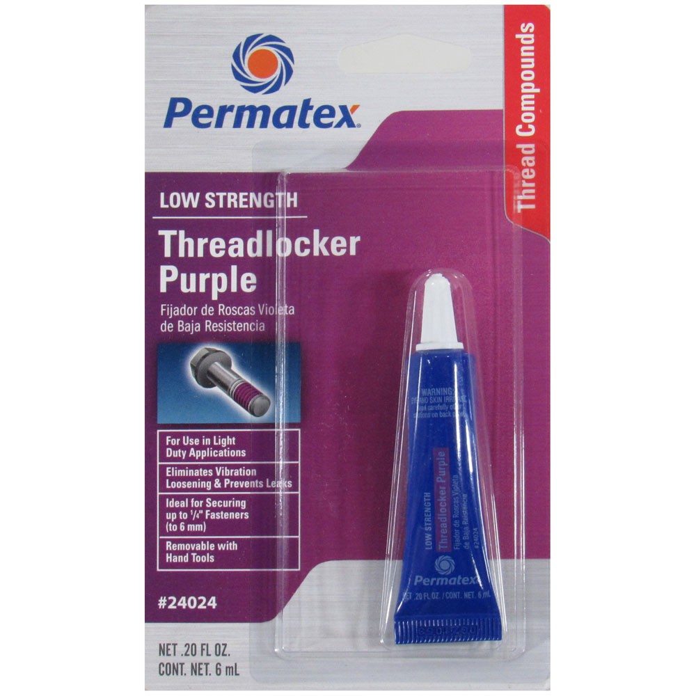 Permatex Thread Locker 24024; Purple, Low Strength 0.20oz Squeeze Tube