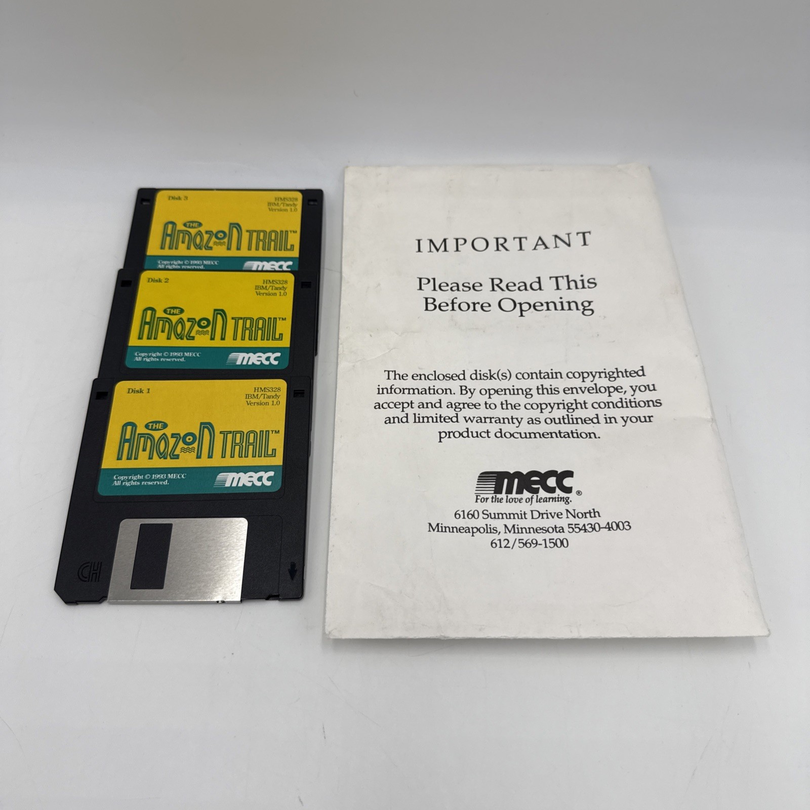 Amazon Trail 3 Floppy Disk Set MECC 1993 Disk 1 -3 IBM