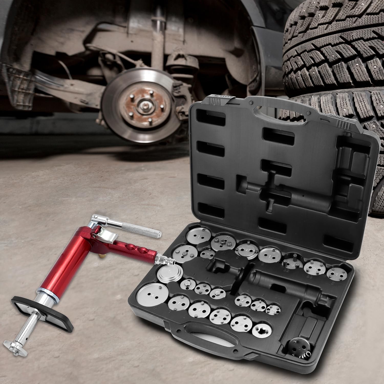 24Piece Pneumatic Brake Caliper Tool Set with Case – Compatible with American...