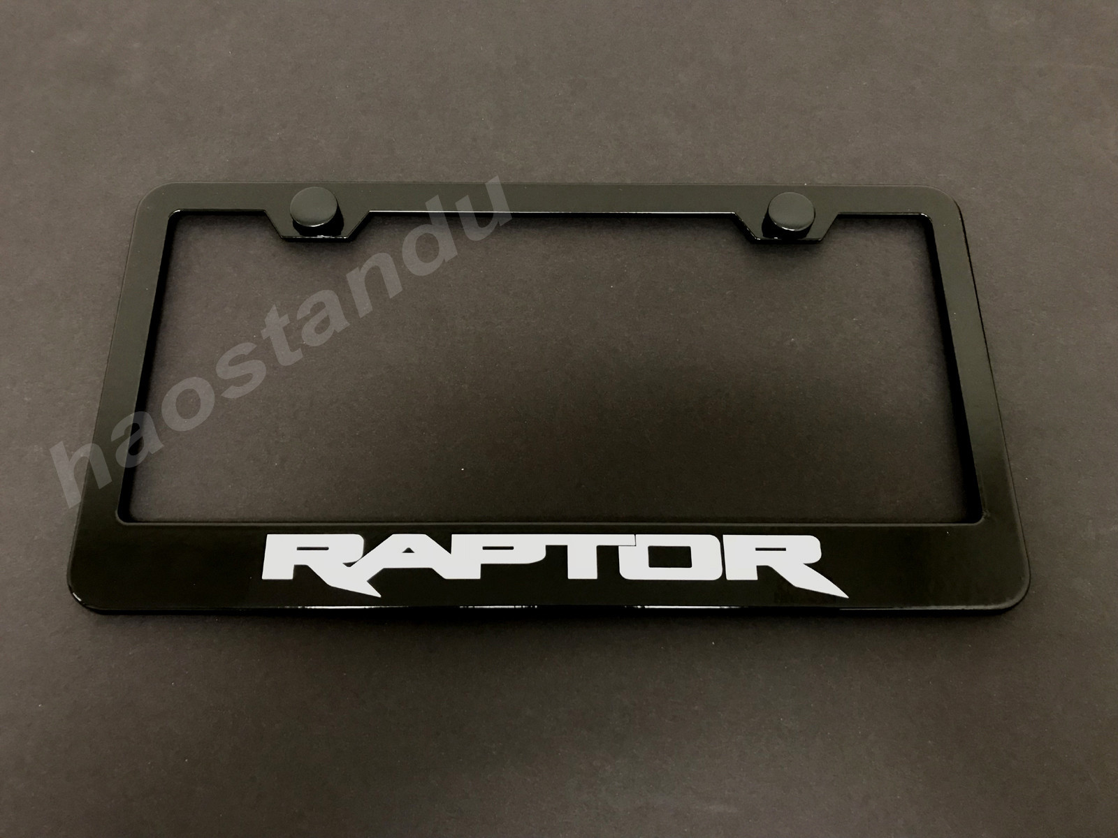 1x RaptorLOGO BLACK STAINLESS STEEL LICENSE PLATE FRAME + Screw Caps