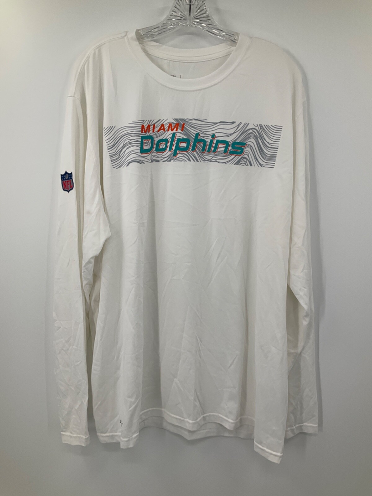 MIAMI DOLPHINS TEAM ISSUED WHITE NIKE DRI-FIT LONG SLEEVE SHIRT NEW NO TAGS 2XL