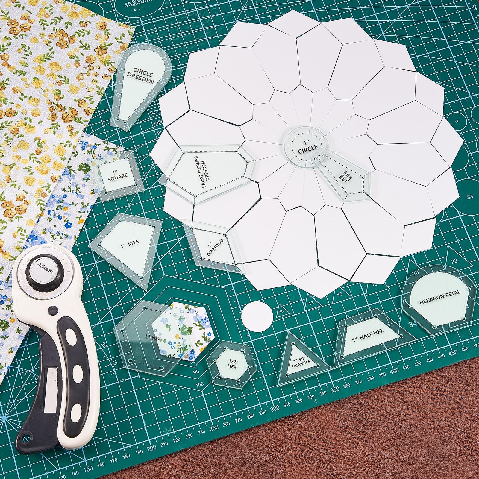 612 Pcs Patchwork Paper EPP English Piecing Supplies 12 Shapes Acrylic Templa...
