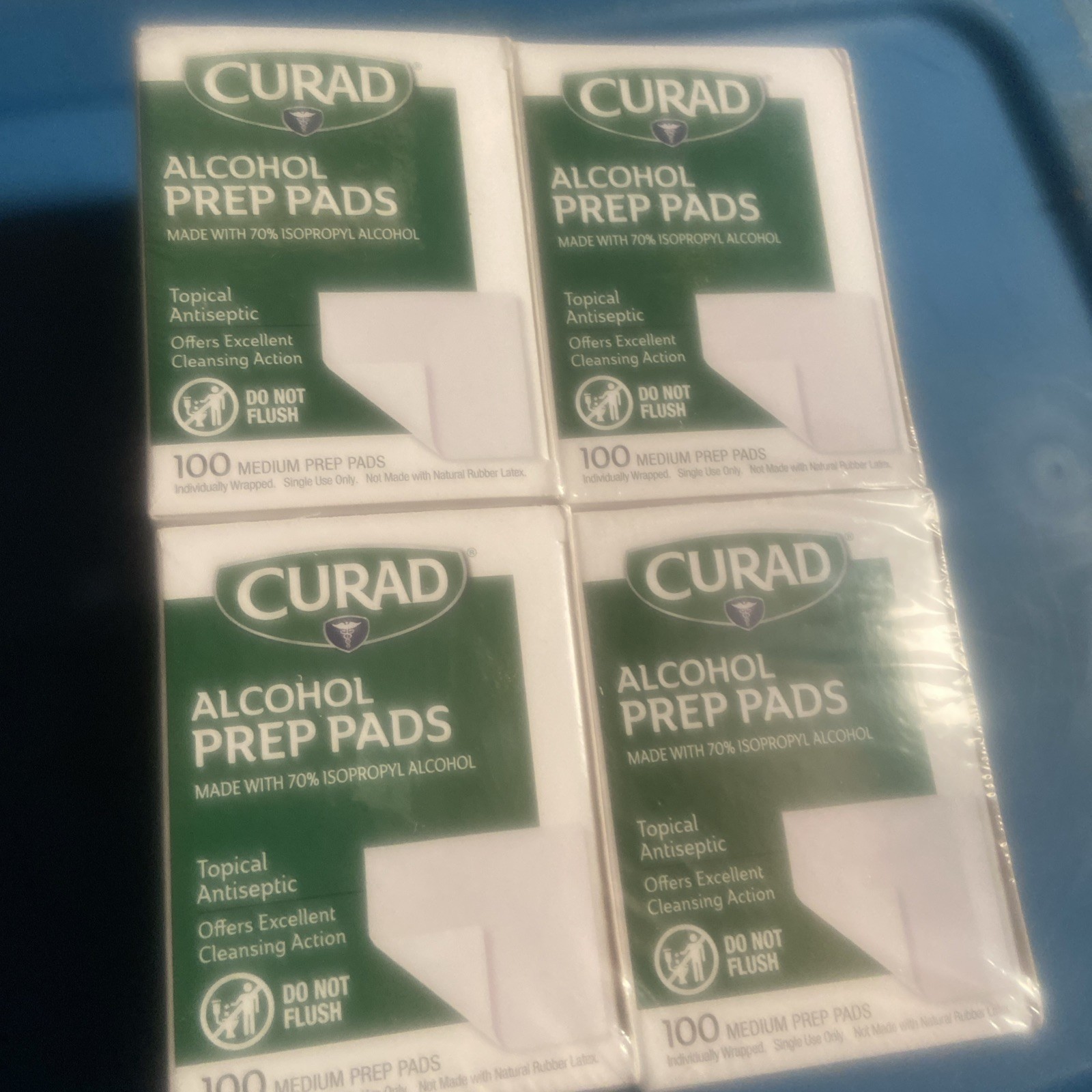 CURAD Alcohol Prep Pads, 100 ct, (lot  of 4 Boxes) new sealed