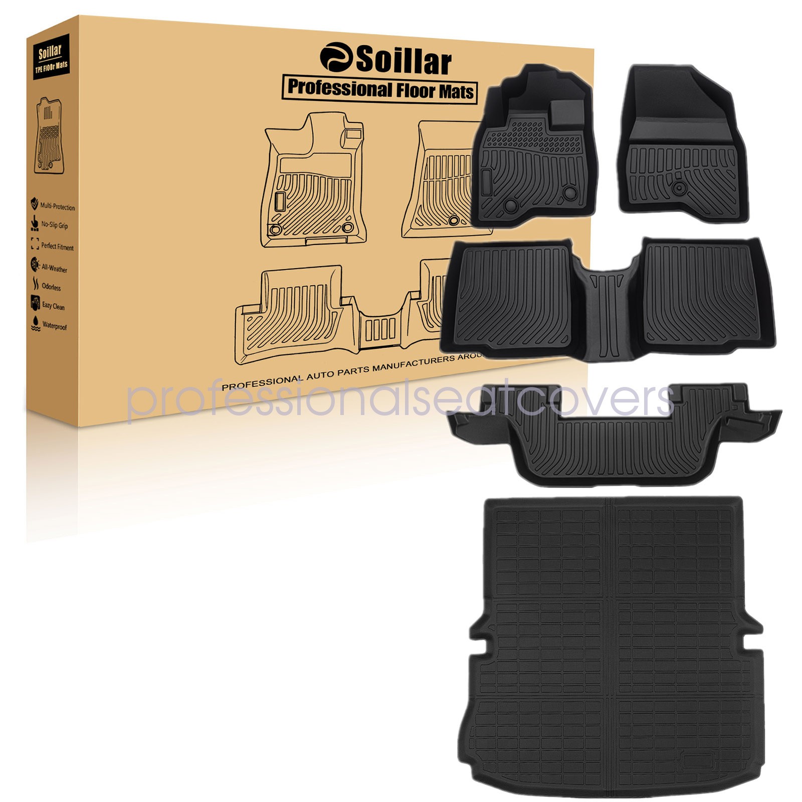 TPE 3D Floor Mats / Trunk Cargo Liners Set Black For 2015-2019 Ford Explorer NEW