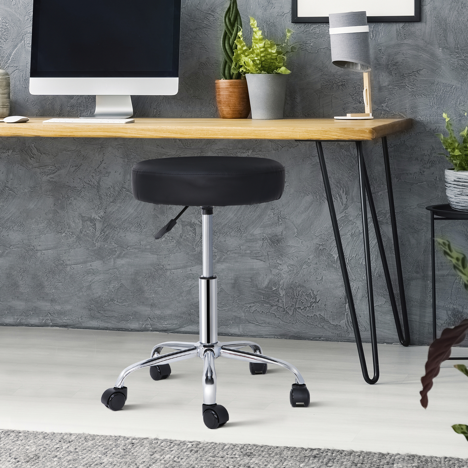 2PC Adjustable Hydraulic Stools Spa Salon Stools Swivel chairs Thick Pad Black