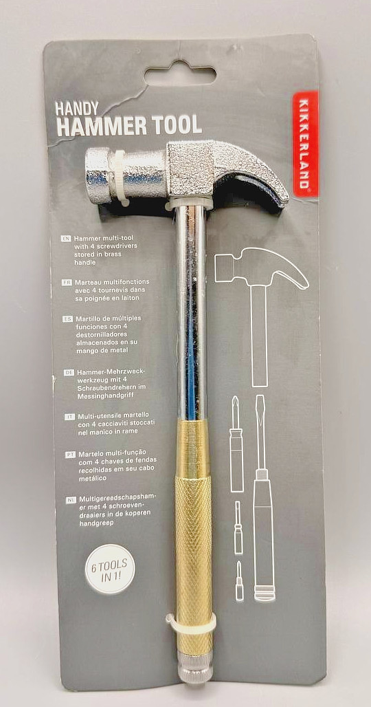 Kikkerland Handy Hammer Multi Tool 6 in 1 Screwdriver CD111 Gadget Gift Mens New