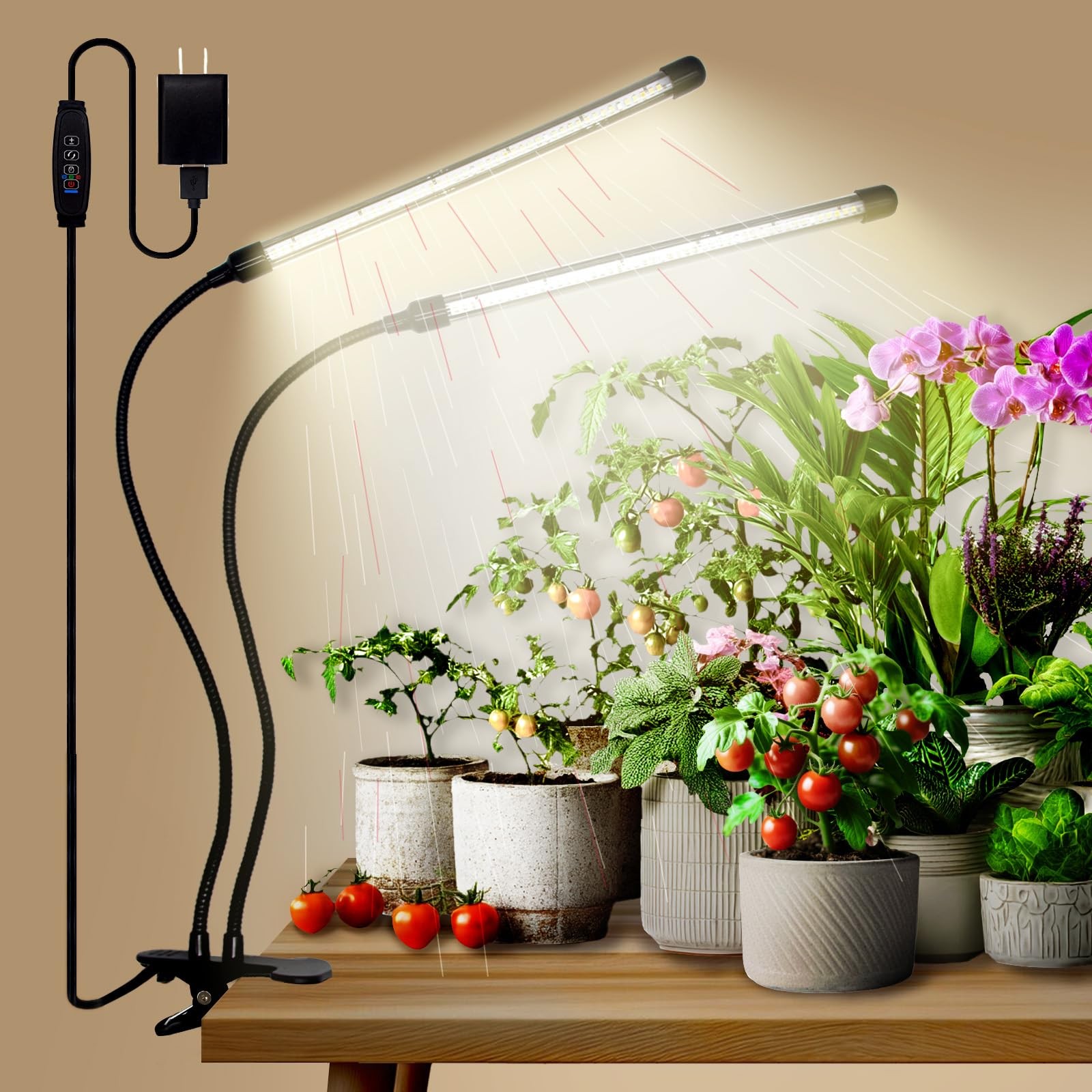 LEOTER Grow Lights for Indoor Plants - 84 LED Full 2 Heads Light, Black