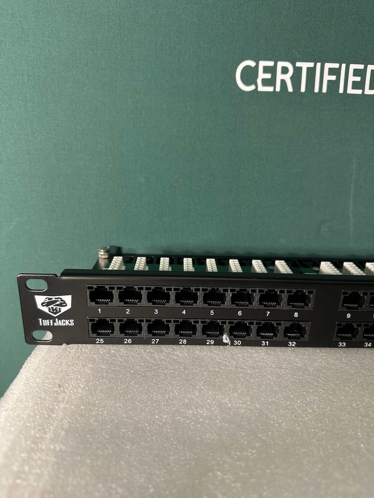 TuffJacks 48-Port CAT5e Patch Panel – 19" Rack Mount, 110 Punchdown.
