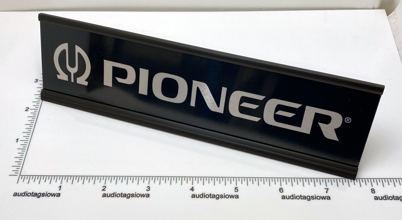 Pioneer Logo Desk Sign - Custom Black & Silver Aluminum