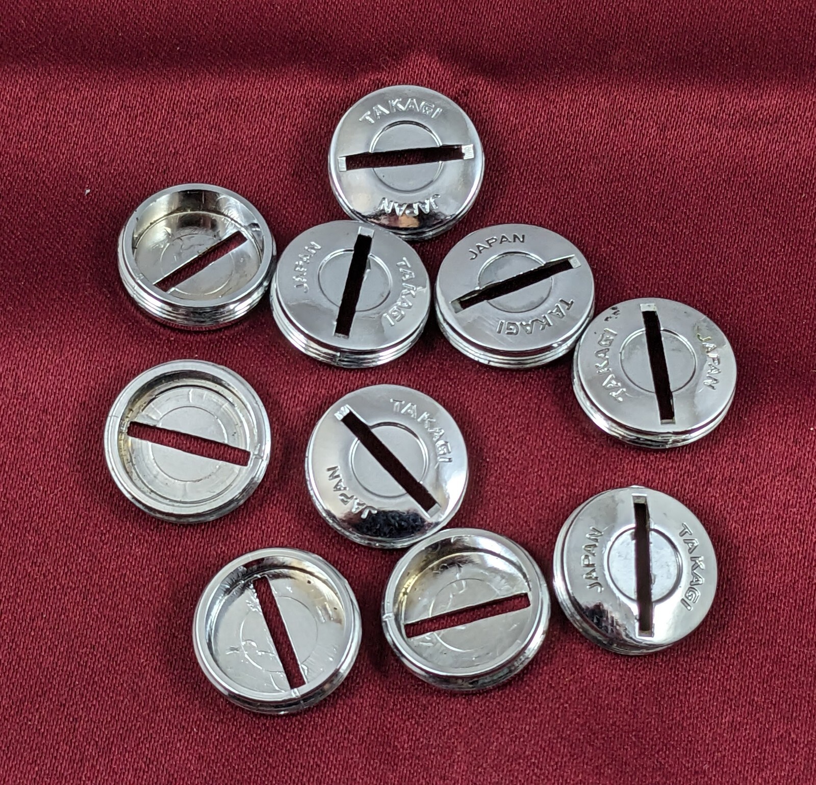 Takagi Japan Vintage Crank Dust Caps Chromed Plastic Slotted ONE