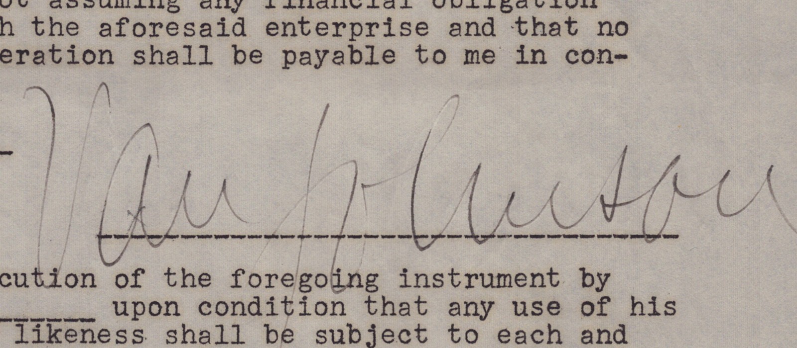 VAN JOHNSON - DOCUMENT DOUBLE SIGNED 08/19/1946