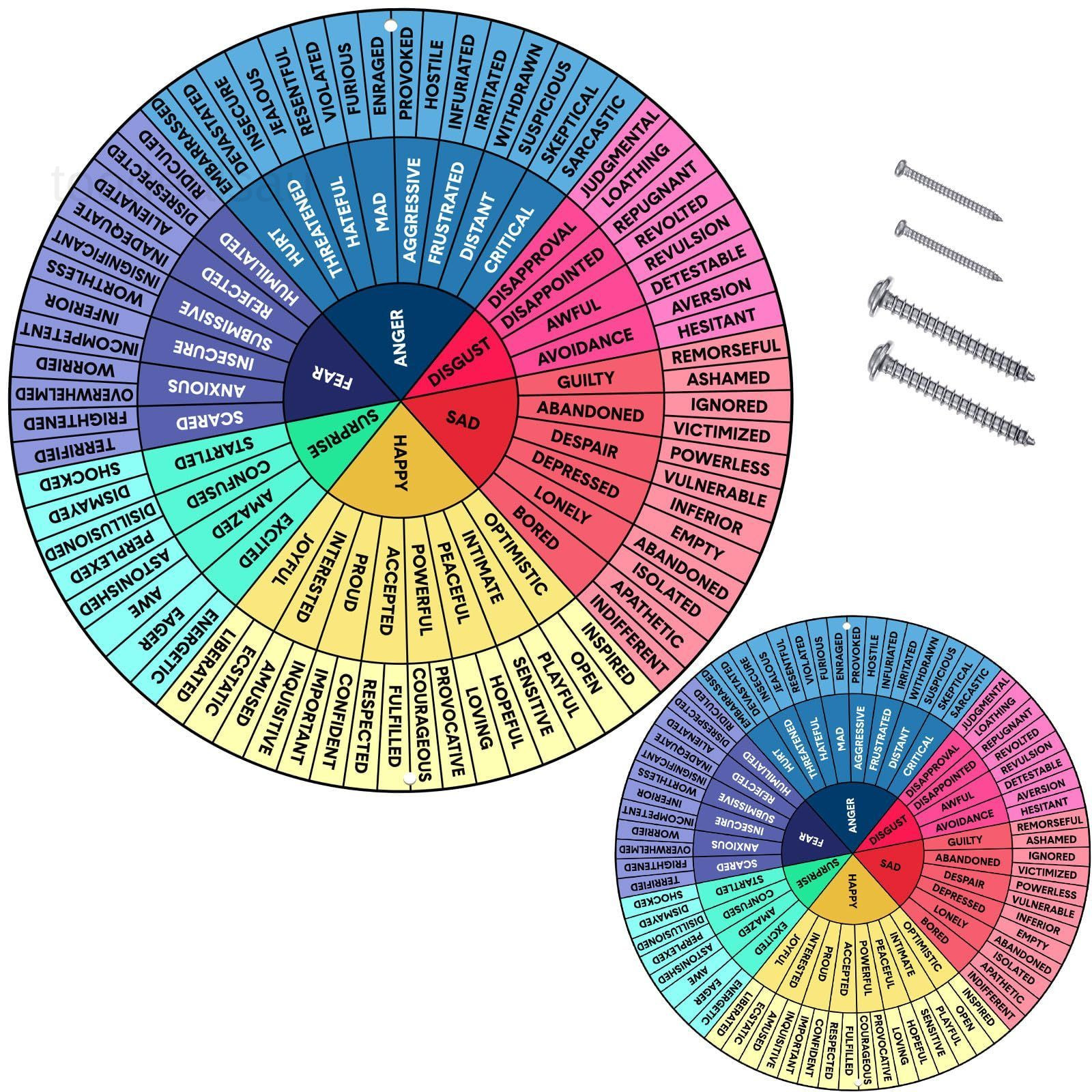 2 Pack 12 Inch 6 Feelings Wheel Aluminum Round Bright Colors