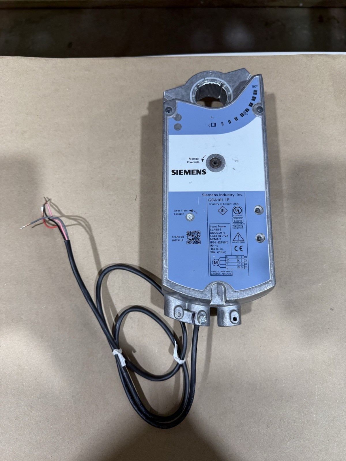 Siemens GCA161.1P Actuator OpenAir 24Vac/dc  160in Lb 0-10 vdc