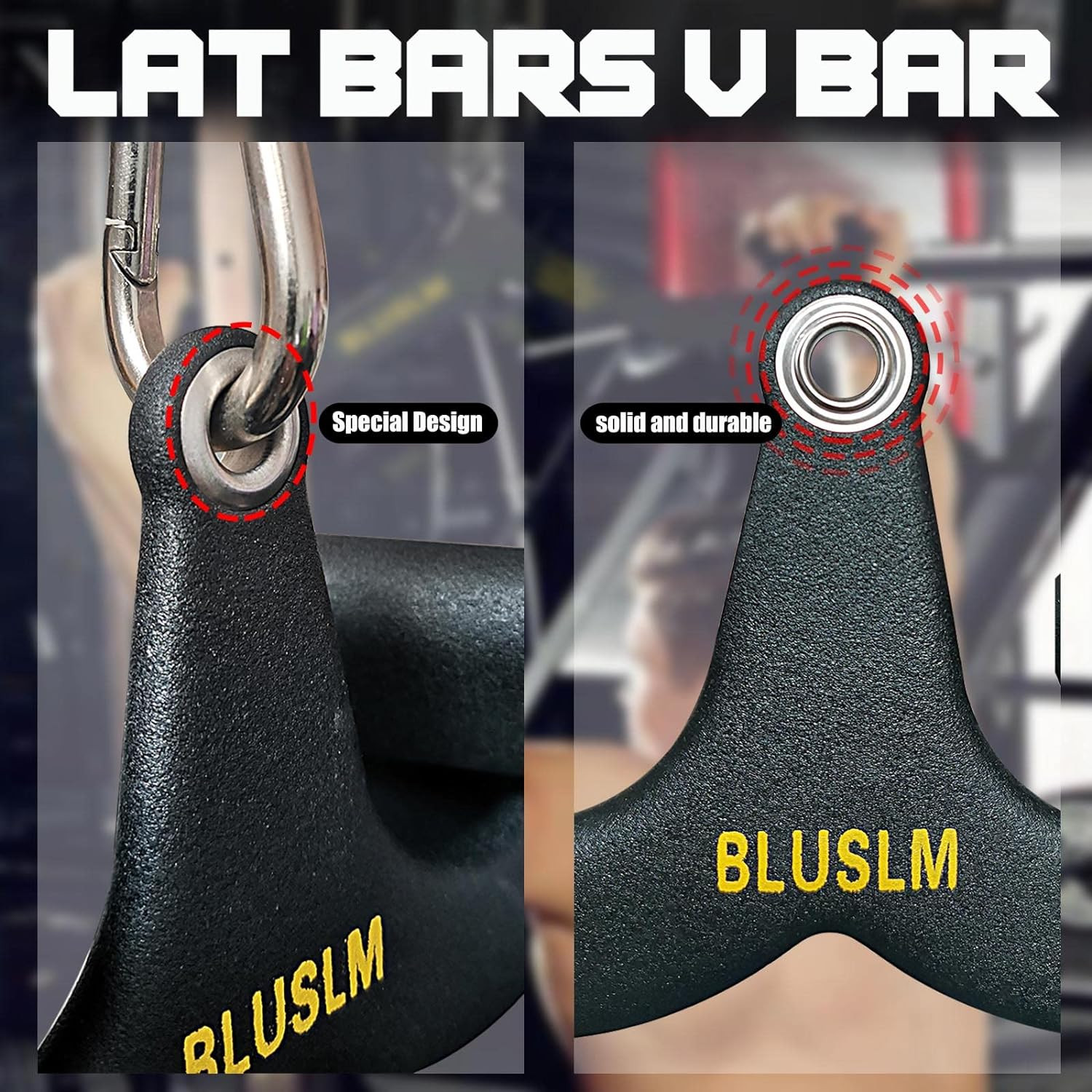 LAT Pull down Bar for Cable Machine, LAT Pulldown Attachments T-Bar V-Bar Cable