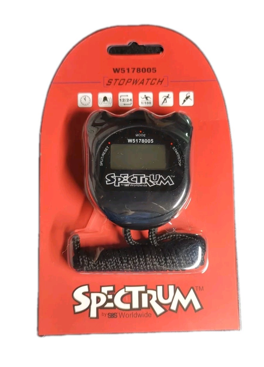 Spectrum W5178005 Black Red Color Stopwatch New  Professional Sports Timer