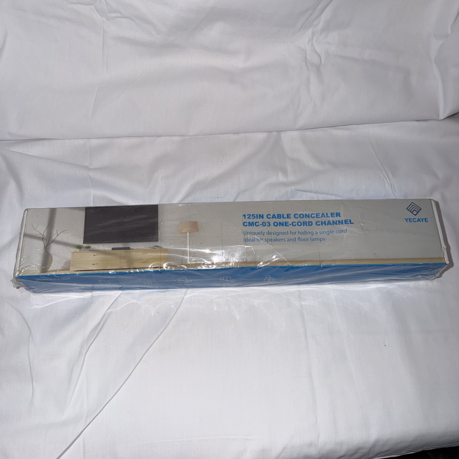 NEW Yecaye 10 Ft White Cord Hider Channel Cable Concealer Cable Raceway NIB