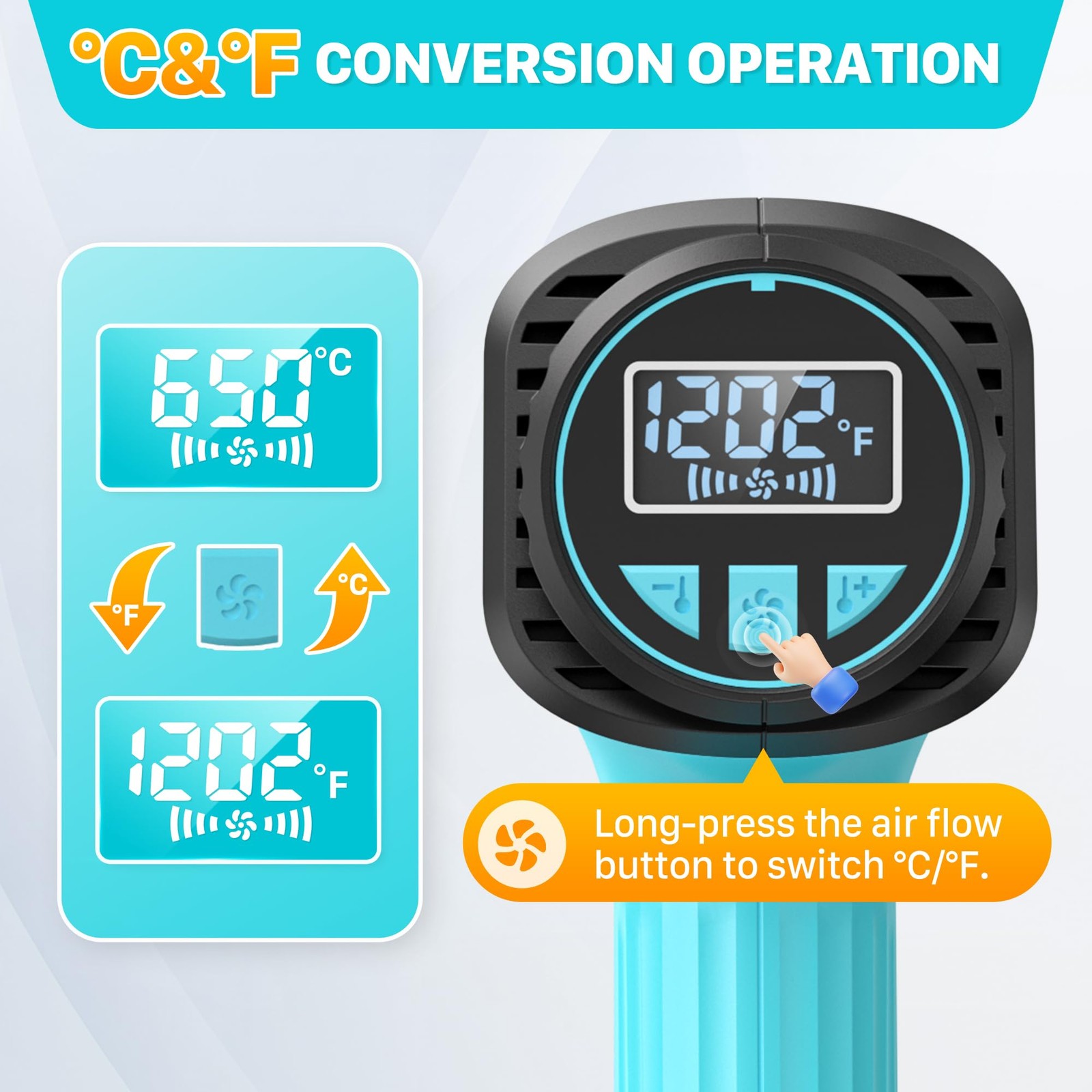 1800W Heat Compact Design Hot with LCD Display Variable Temperature Control 1...