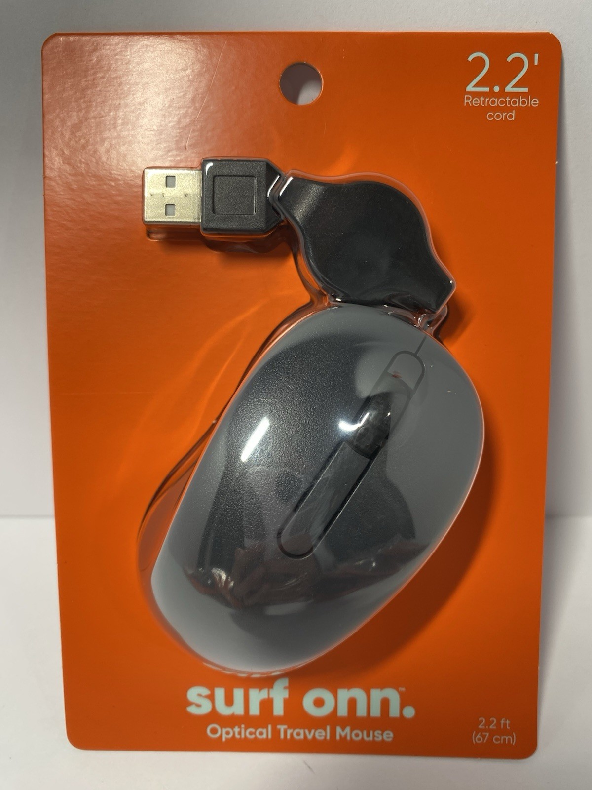 Surf Onn Optical Travel Mouse 2.2 retractable USB Cable New