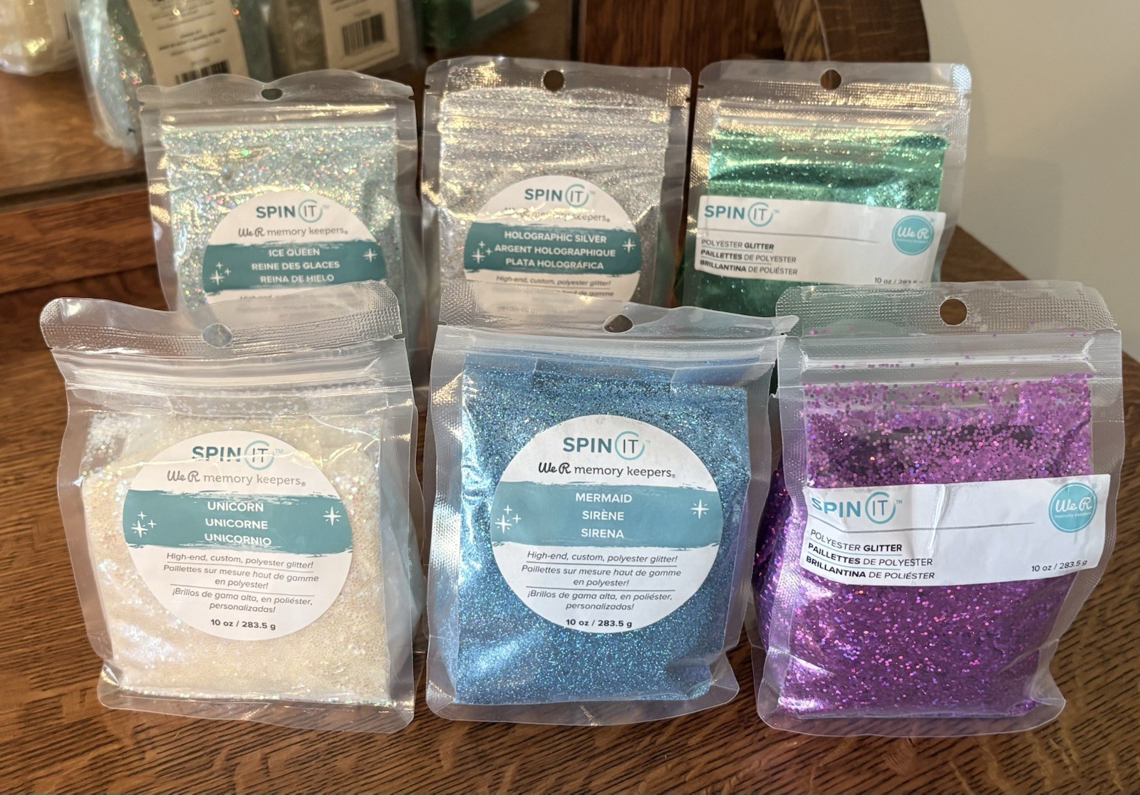Spin It Glitter 10 Ounce Bags Lot of 6 Silver Mermaid Ice Queen + NEW SEALED