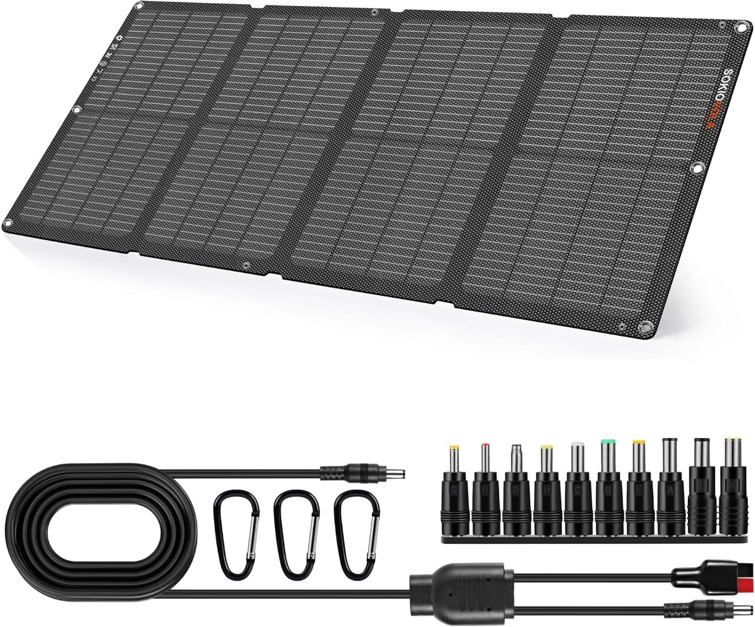60W Portable Solar Charger, Foldable Solar Panel with USB-C and USB-A Outputs