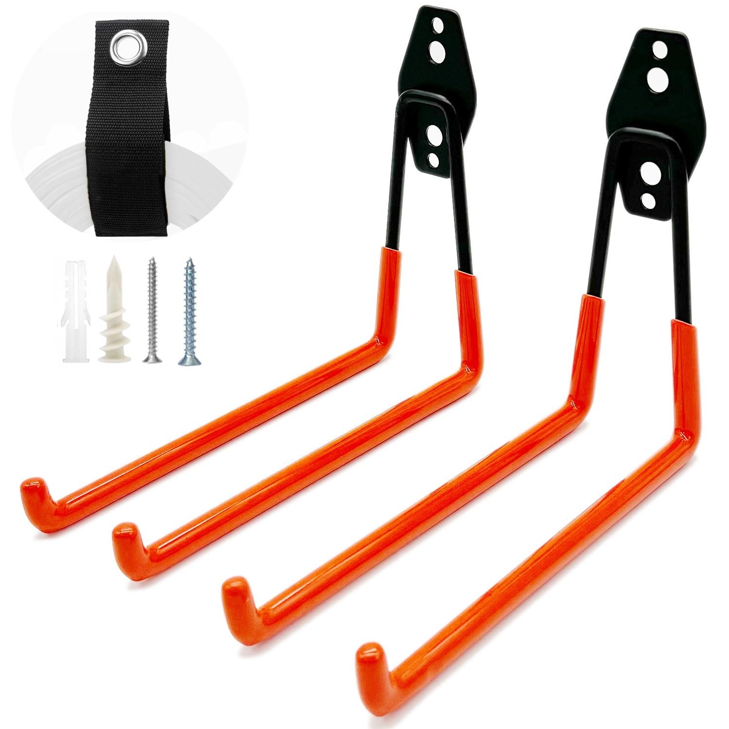 FNFAI Heavy Duty Garage Storage Hooks, 4 Pack Utility Steel Garage Tool Organ...