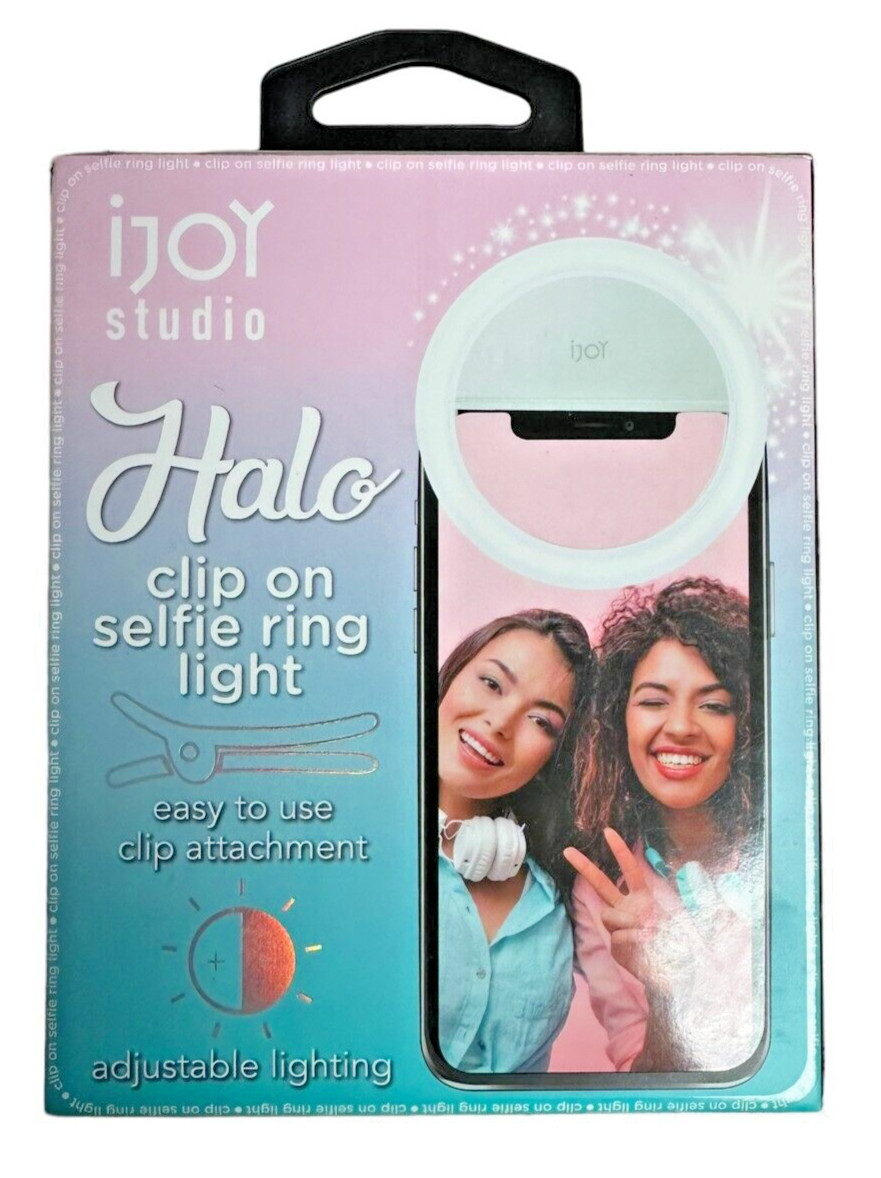 iJoy HALO Rechargeable Clip on Selfie Ring Lights Adjustable Lighting