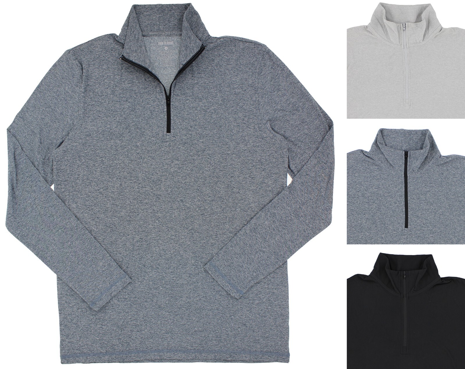 True Classic Men's Shirt, Long Sleeve Quarter Zip Mock Neck, Lightweight Jersey