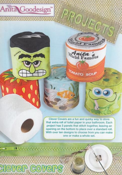 Anita Goodesign: Projects: Clever Covers CD toilet paper roll panels embroidery