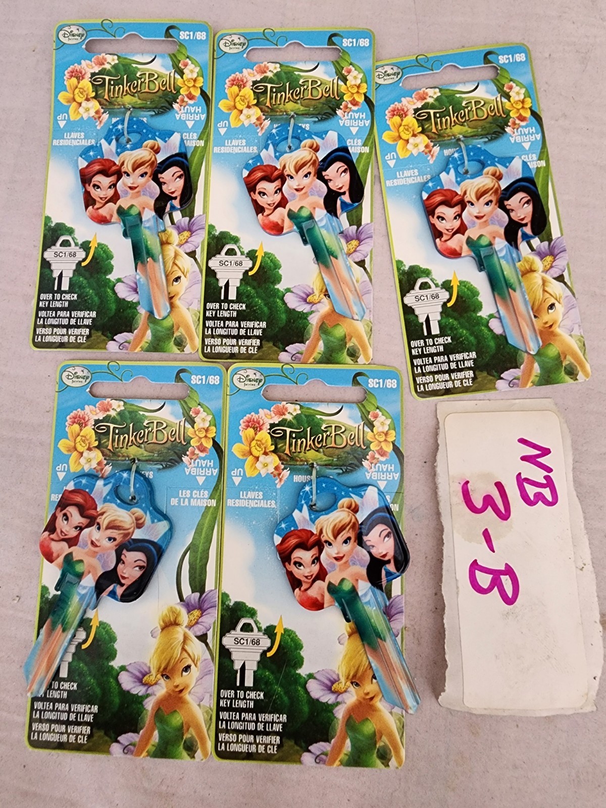 Lot of 5- Disney Fairy Princess Tinkerbell House Key Blank SC1/68