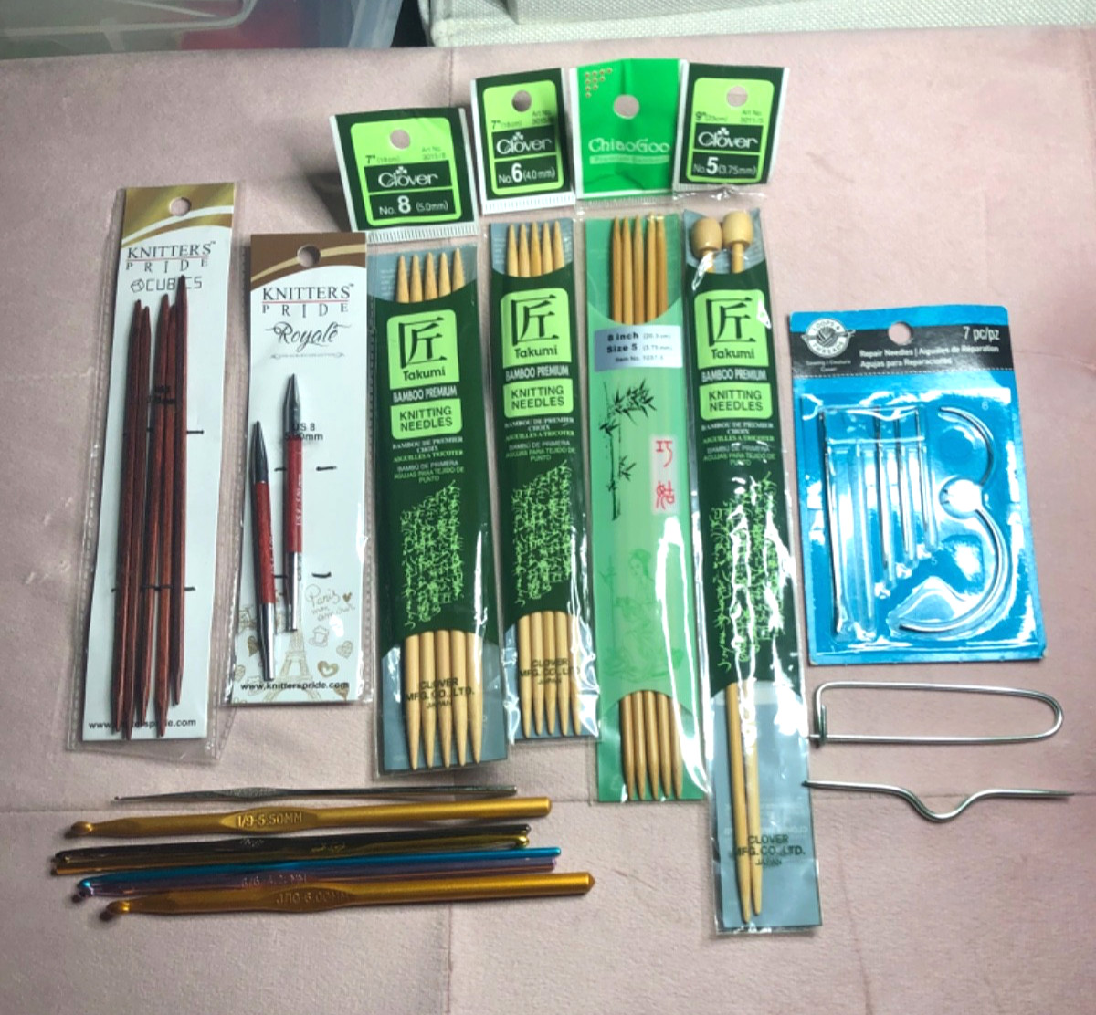 Double Pointed Knitting Needle Lot Bambo Clover Knitter's Pride Cubics New/Used