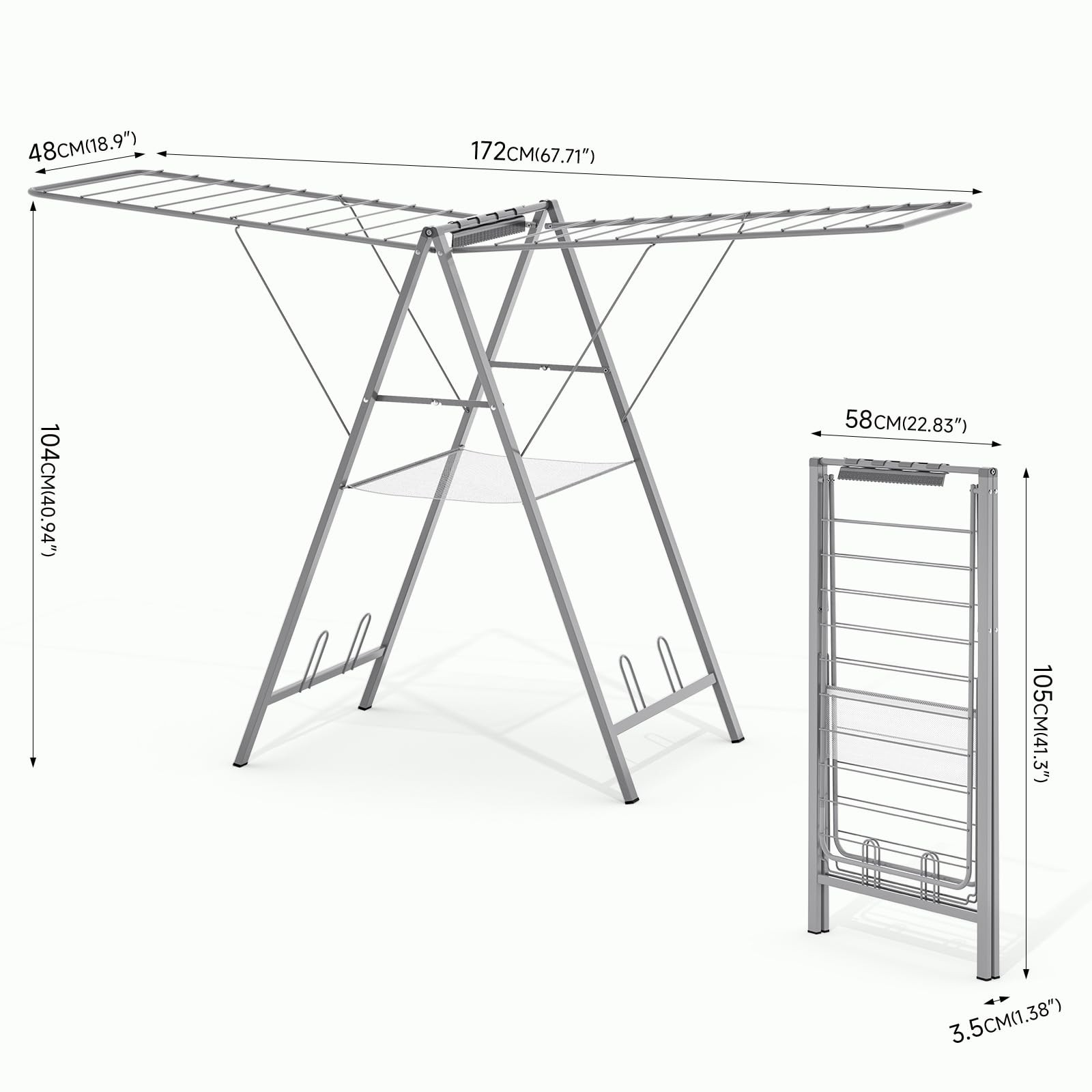 Clothes Drying Rack Foldable, Metal Laundry Drying Rack Collapsible, Portable...
