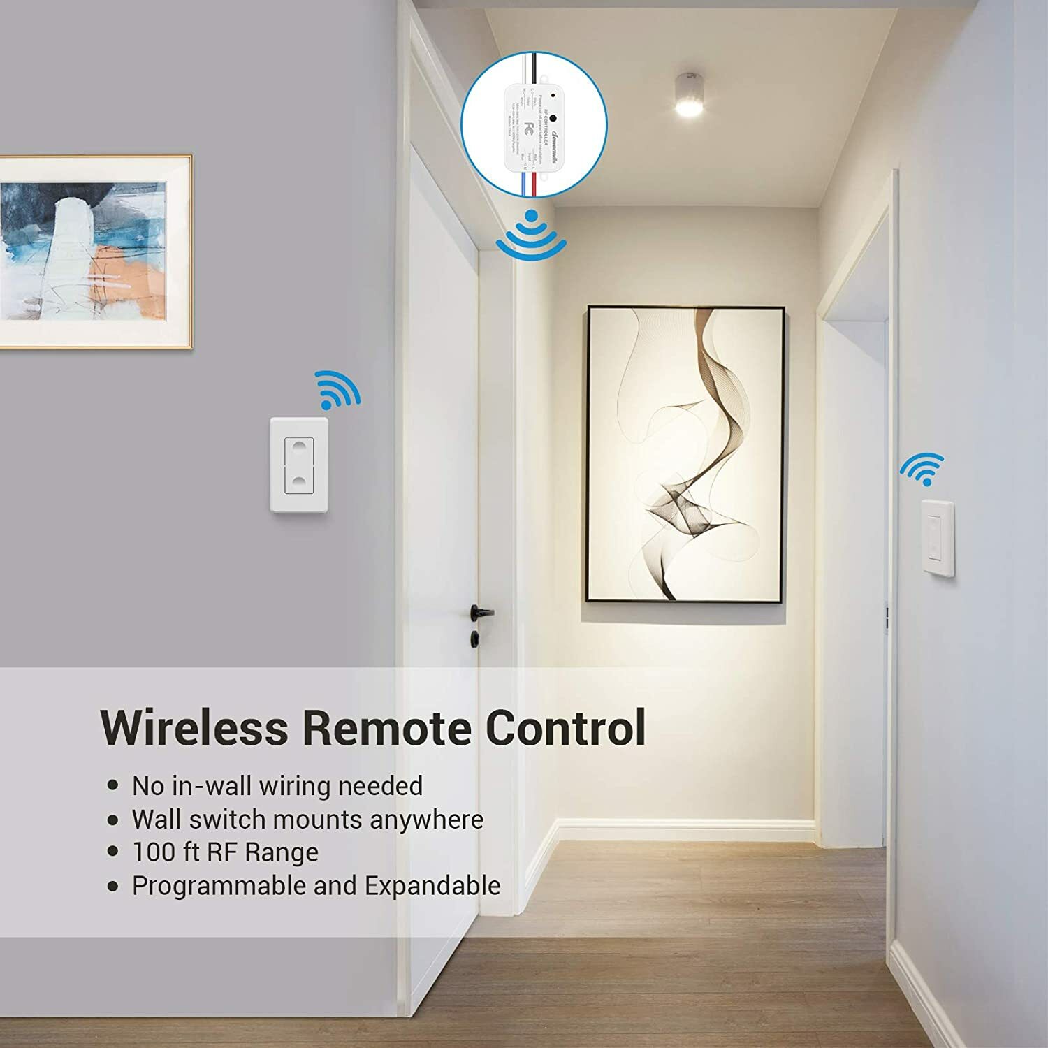 DEWENWILS Wireless Remote Control Wall Light Switch Ceiling Lights Programmable