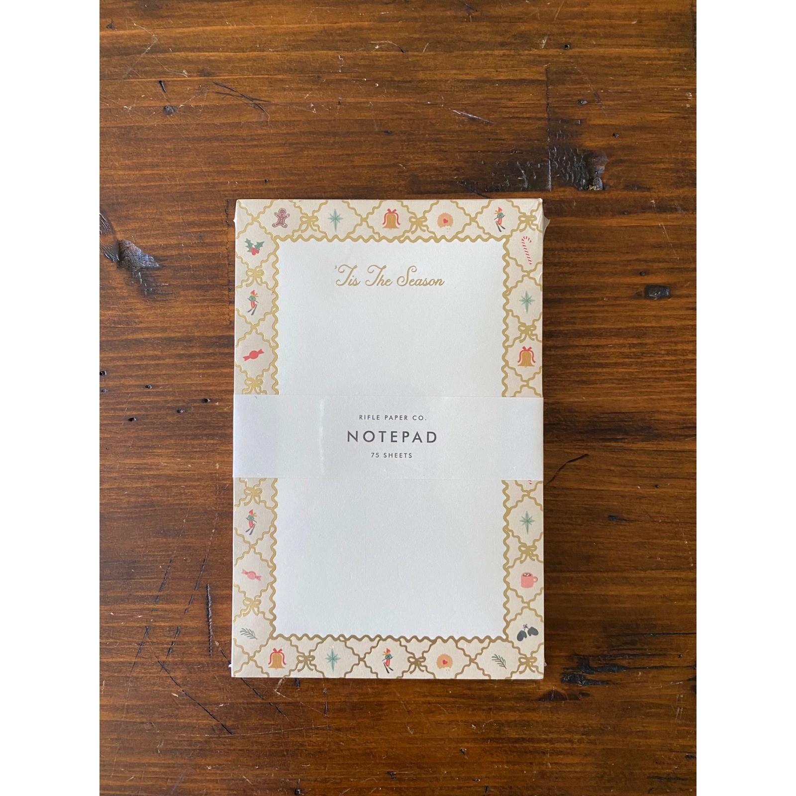 Rifle Paper Co Tis The Season Holiday Notepad 75 Sheets Gold Foil NPX005 NEW
