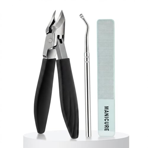 Nail Clippers Set for Seniors Thick Toenails, Ingrown 30° Slanted Eagle black