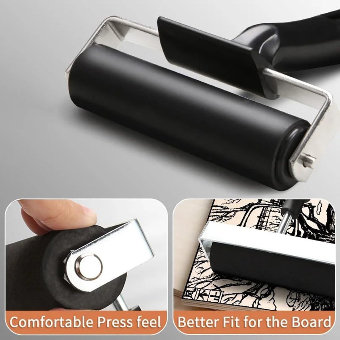 Versatile 4-Inch Rubber Brayer Roller for Printmaking, Crafting & Stamping