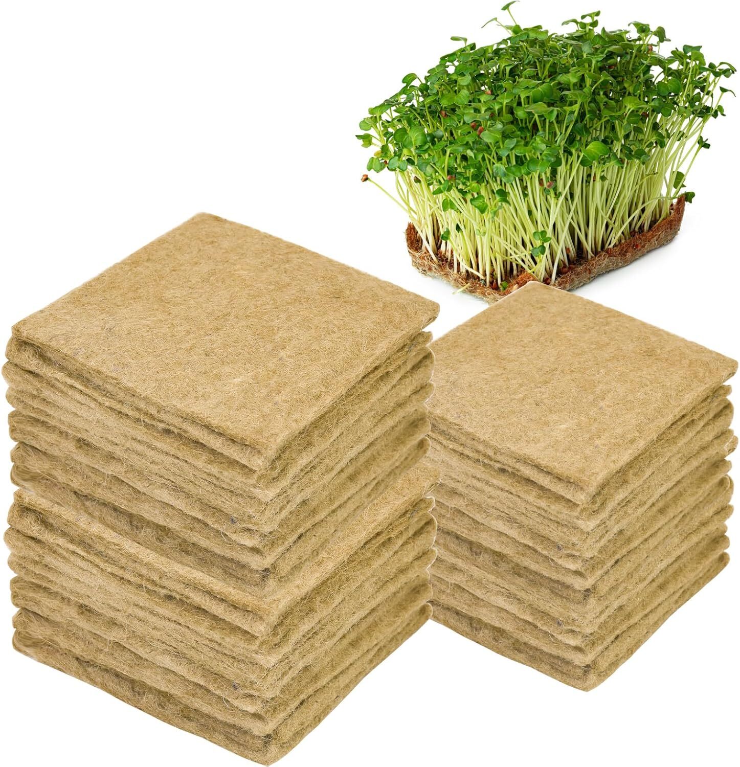 32PCS Hemp Grow Mats 5" X 5" for Microgreens and Seed Sprouting