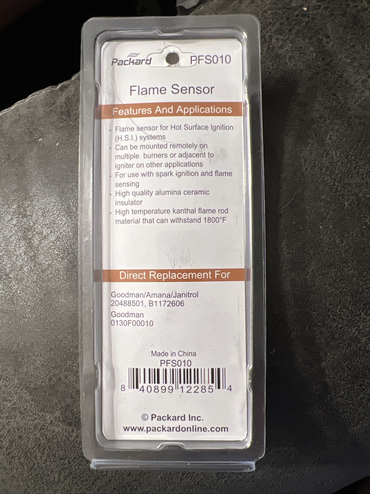 FLAME SENSOR WITH CERAMIC INSULATOR, SINGLE ROD, REPLACES GOODMAN