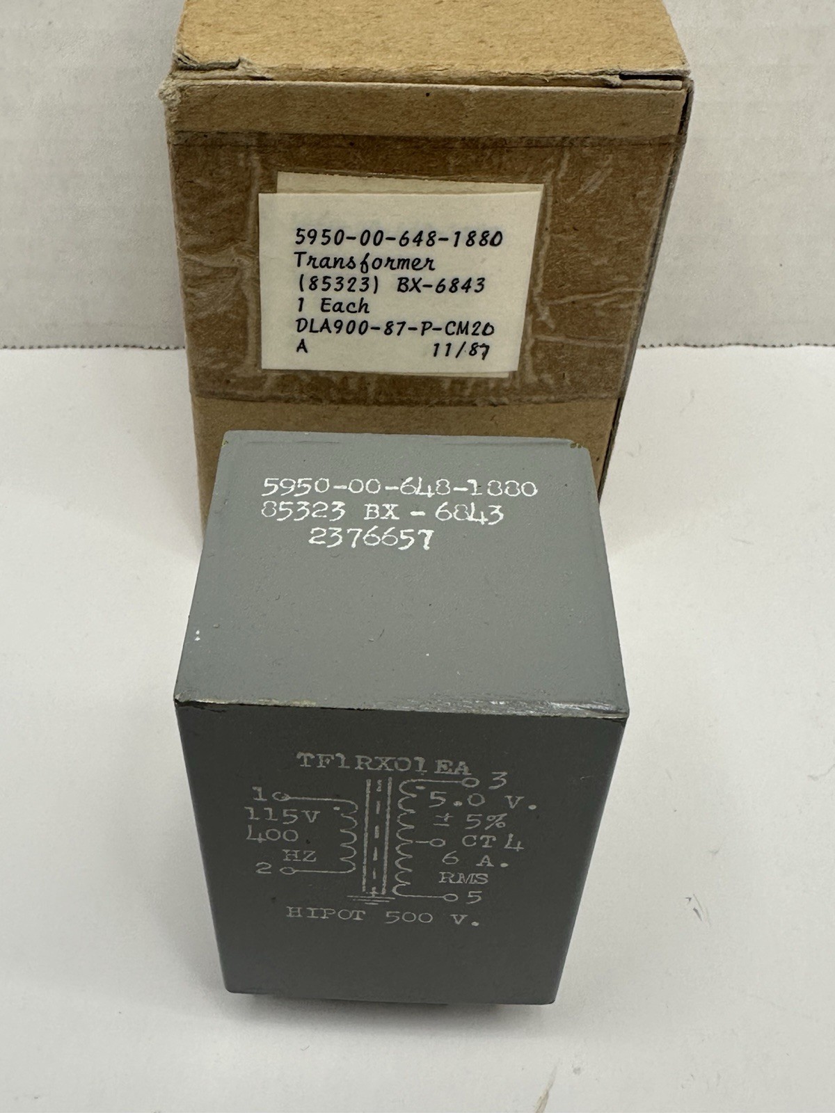 5950-00-648-1880, Power Transformer, 85323, BX6843 Military Surplus NOS 1987