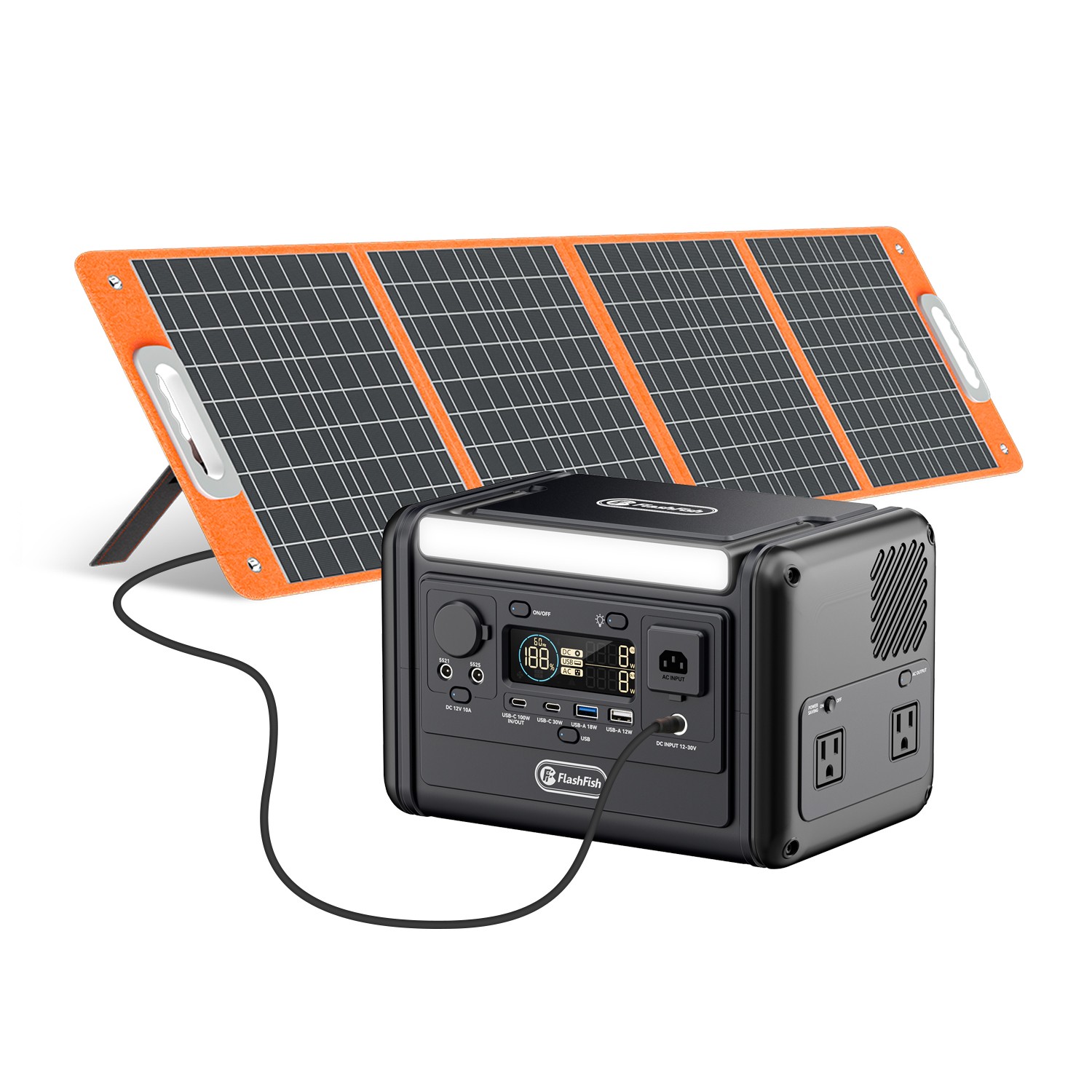 Flashfish Solar Power Generator Lifepo4 230Wh 300W With Solar Panel 100W 18V