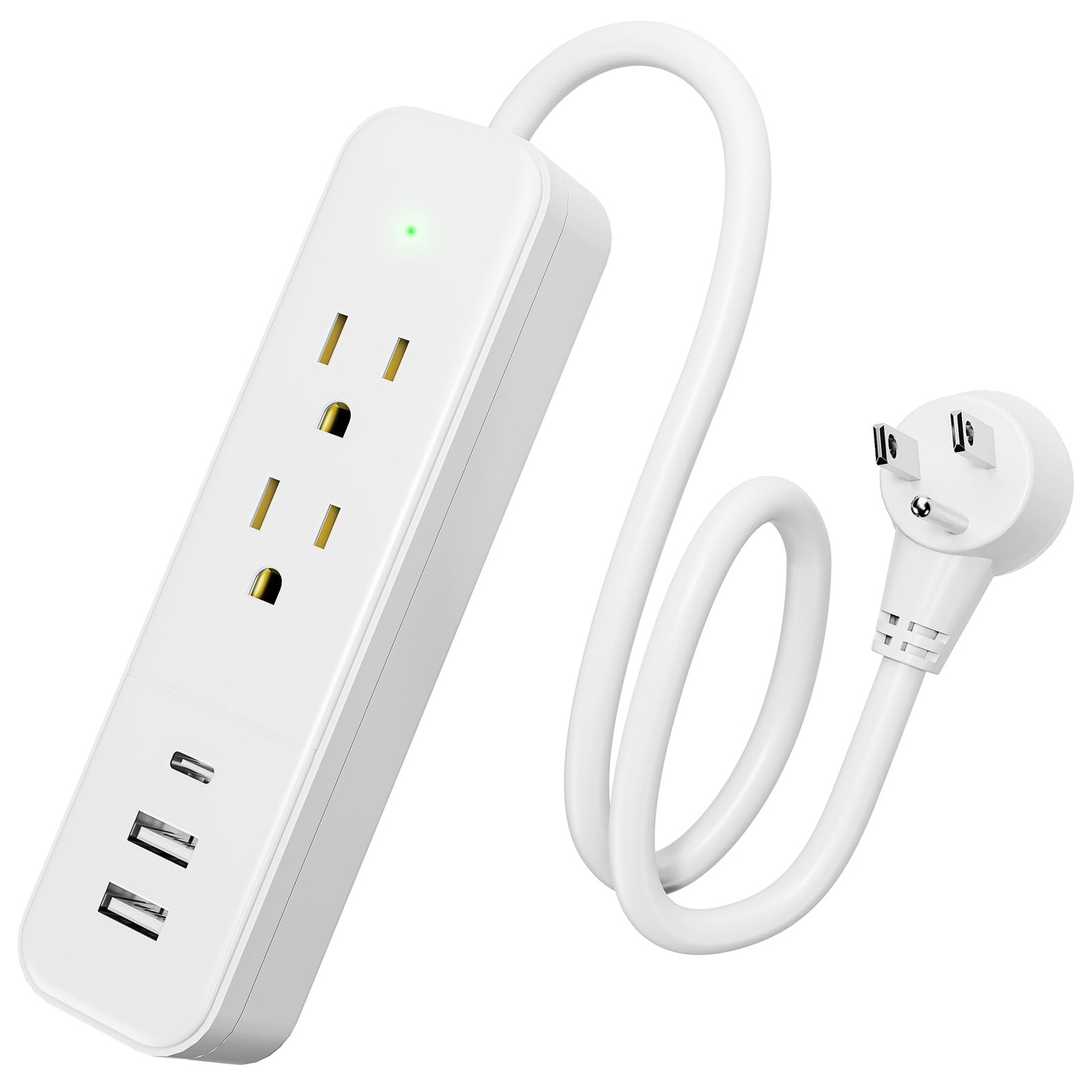 Power Strip Surge Protector - Flat Plug with 3 USB Ports 2 AC Outlets 20 Inch...