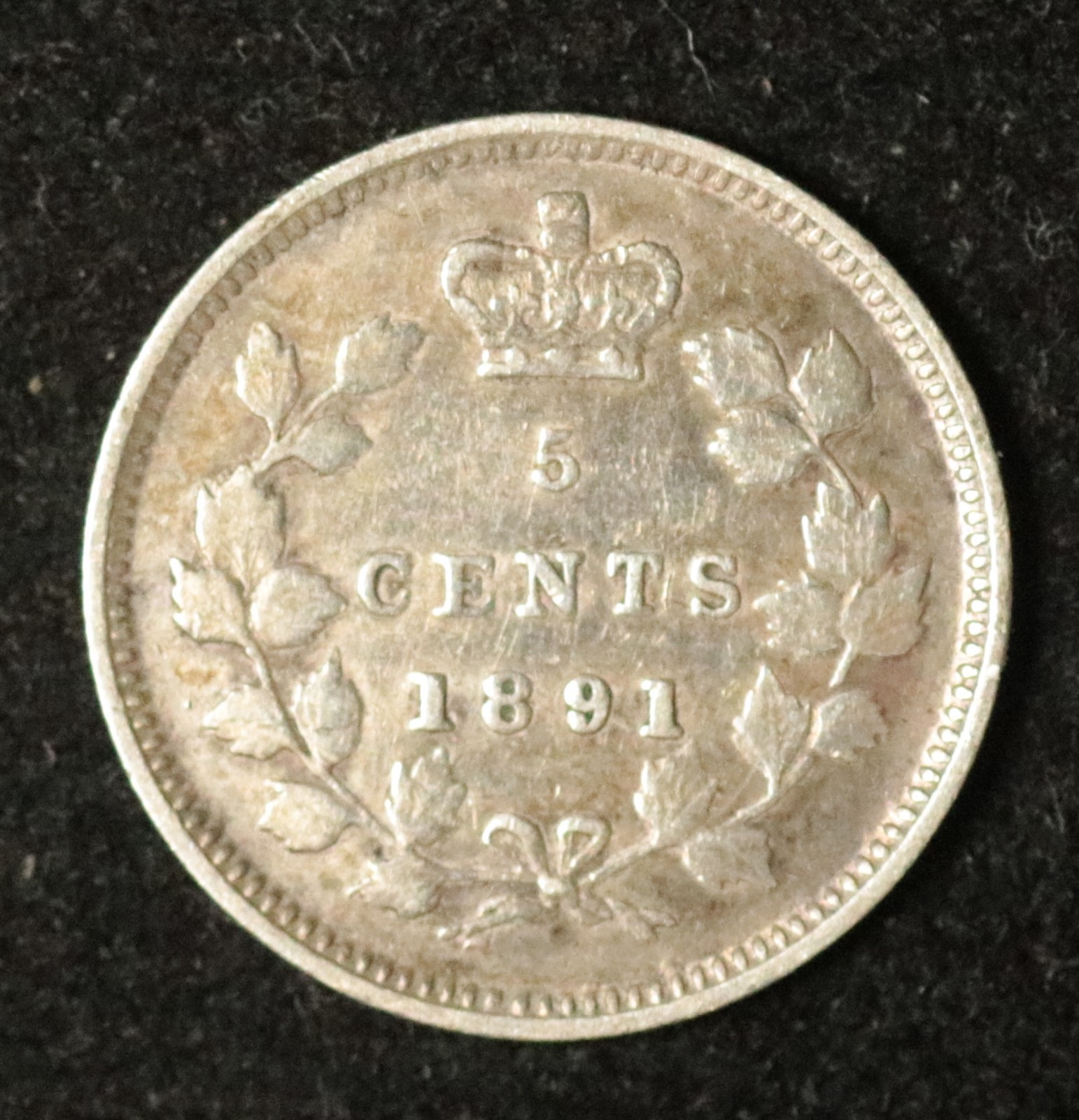 Canada 1891 5 Cents - Silver - Victoria - Nice Condition - Obv 2