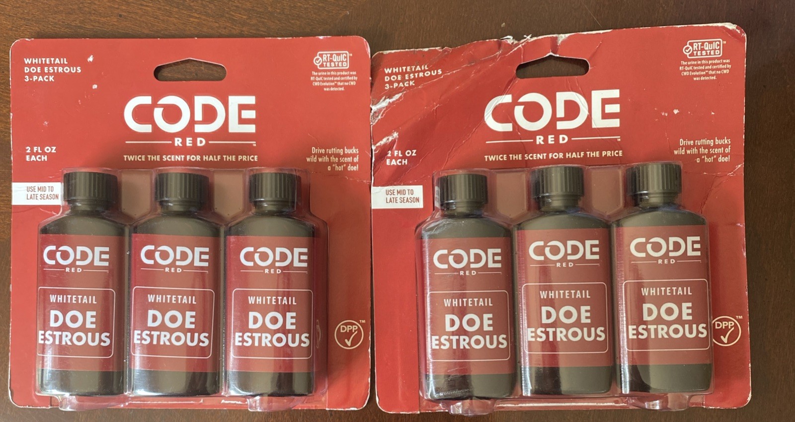 2x Code Red 3-Pack Attractant Deer Estrous Doe Whitetail 2 Fl Oz Bottles OA1376