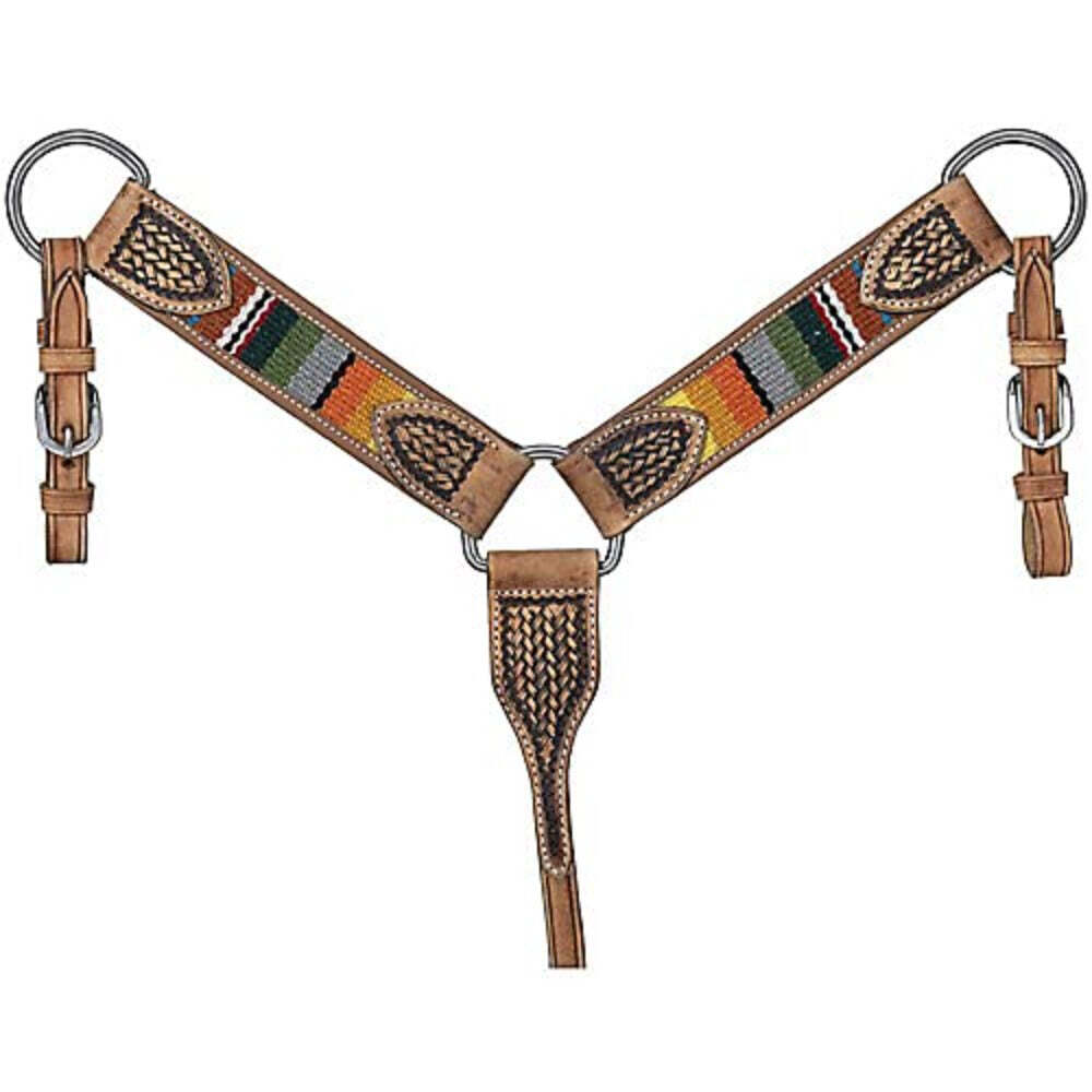 New! Tough-1 SERAPE DESIGN MINI HORSE BREAST COLLAR w/ Turquoise stone conchos